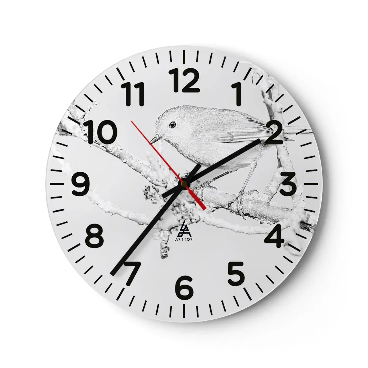 Reloj de pared - Reloj de vidrio - Mañana de invierno - 30x30 cm