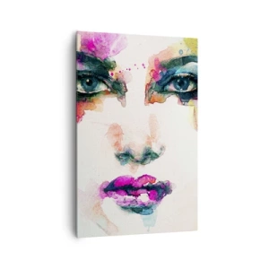 Cuadro sobre lienzo - Impresión de Imagen - Retrato abstracto de una mujer en colores intensos. - 80x120cm - Retrato en arco iris - Decoración de pared moderna para salón y dormitorio ARTTOR