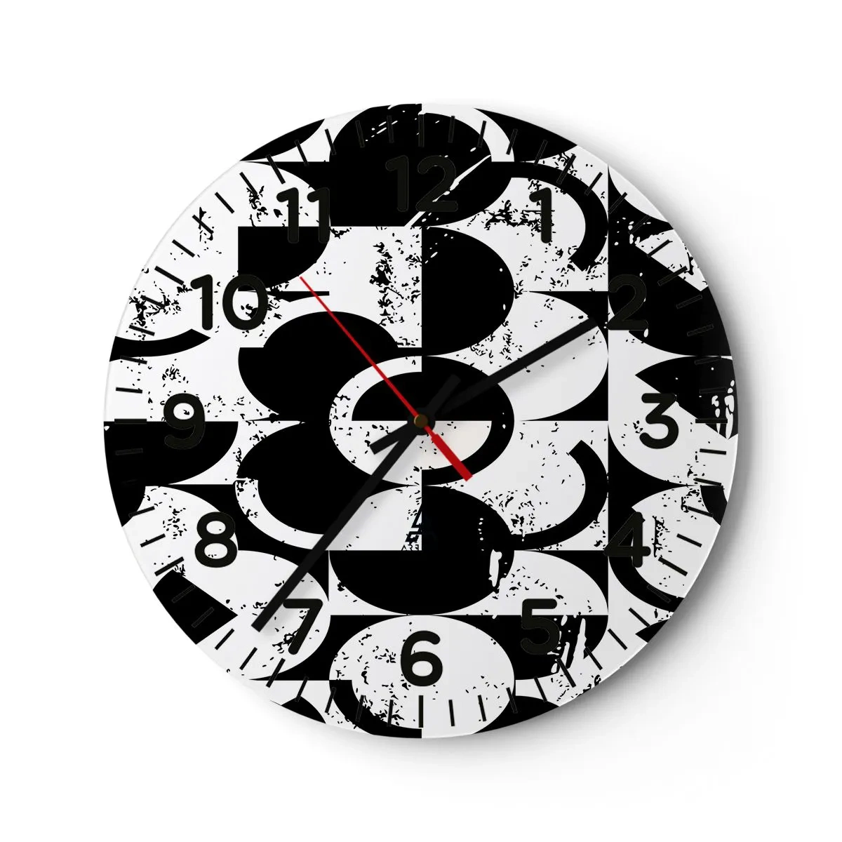 Reloj de pared - Reloj de vidrio - El blanco es blanco y el negro es negro - 30x30 cm