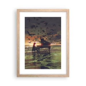 Póster en marco roble claro - Concierto de piano y olas - 30x40 cm