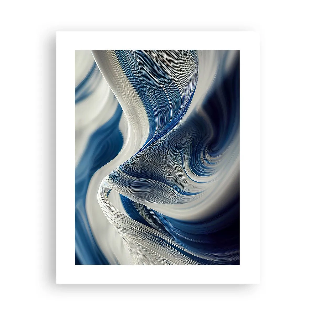 Póster - Fluidez de azul y blanco - 40x50 cm