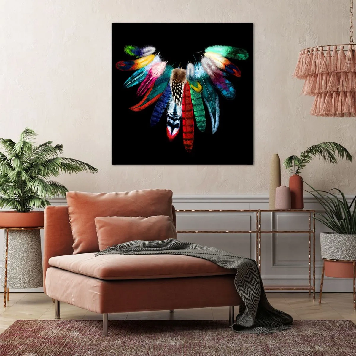 Cuadro sobre lienzo - Impresión de Imagen - Collar indio - 40x40 cm