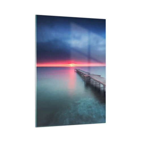 Cuadro sobre vidrio - Impresiones sobre Vidrio - Muelle que conduce hacia la puesta del sol - 50x70cm - Entre el cielo y el agua - Decoración de pared moderna para salón y dormitorio ARTTOR