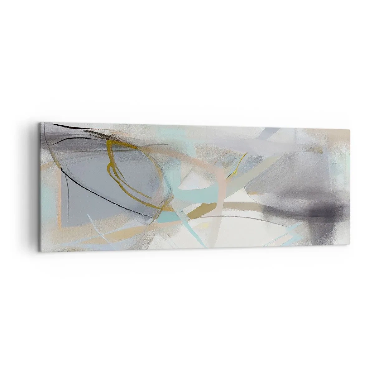 Cuadro sobre lienzo - Impresión de Imagen - Abstracción pastel con líneas delicadas. - 140x50cm - Abstracción brumosa - Decoración de pared moderna para salón y dormitorio ARTTOR
