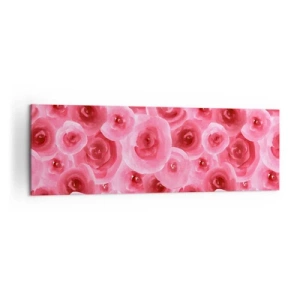 Cuadro sobre lienzo - Impresión de Imagen - Delicadas rosas en tonos pastel de rosa. - 160x50cm - Rosas abajo y arriba - Decoración de pared moderna para salón y dormitorio ARTTOR