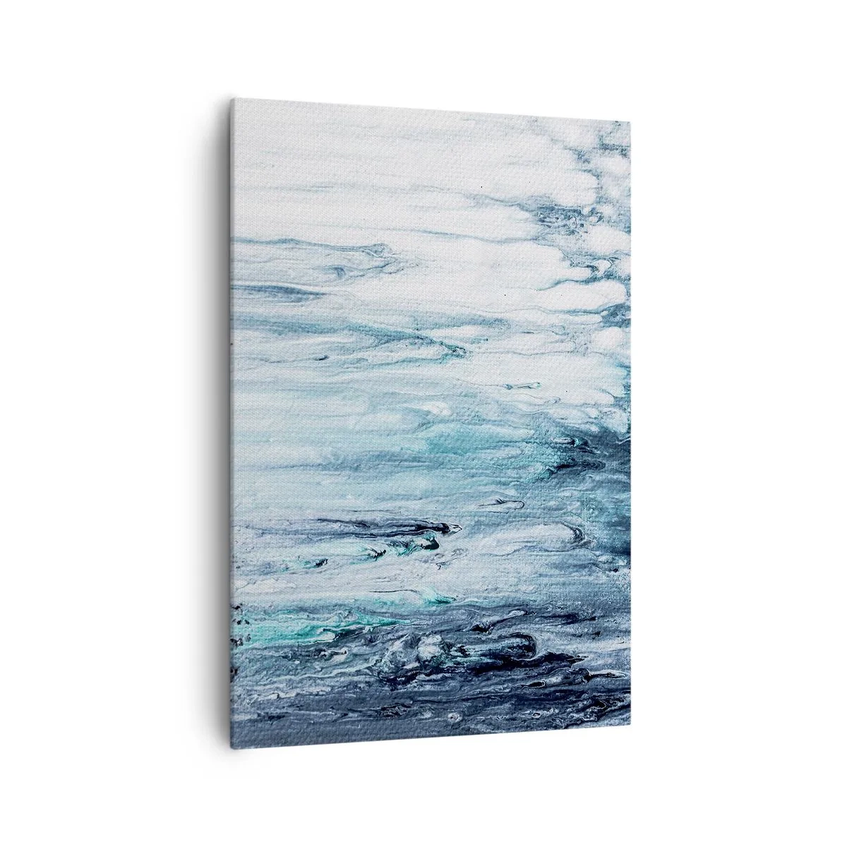 Cuadro sobre lienzo - Impresión de Imagen - Rayas abstractas azules y blancas que se asemejan a carámbanos - 70x100cm - Carámbanos de azul - Decoración de pared moderna para salón y dormitorio ARTTOR