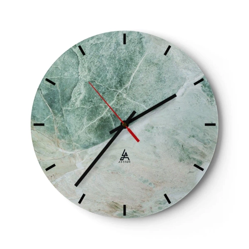 Reloj de pared - Reloj de vidrio - Patrón de mármol verde en un tono fresco. - 30x30cm - El noble frescor de la piedra - Decoración de pared moderna para salón, cocina y dormitorio ARTTOR