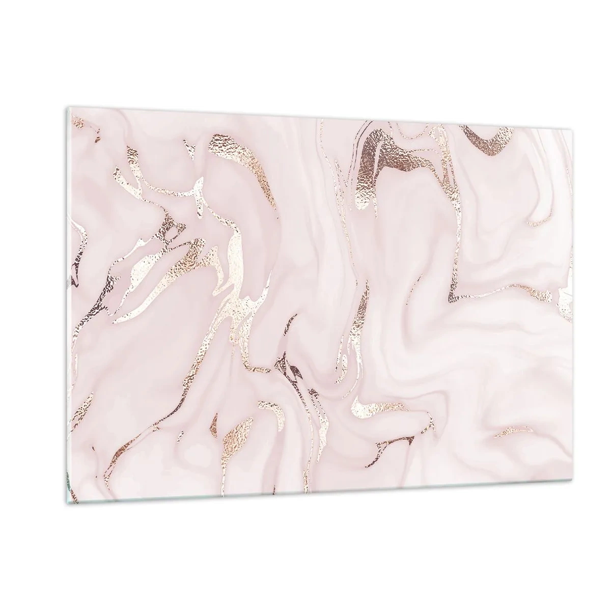 Cuadro sobre vidrio - Impresiones sobre Vidrio - Patrón de mármol abstracto de oro rosa - 120x80cm - En rosa - Decoración de pared moderna para salón y dormitorio ARTTOR