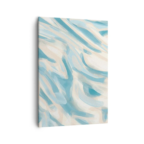 Cuadro sobre lienzo - Impresión de Imagen - Rayas azules abstractas sobre un fondo claro - 50x70cm - Brisas primaverales - Decoración de pared moderna para salón y dormitorio ARTTOR