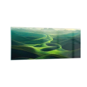 Cuadro sobre vidrio - Impresiones sobre Vidrio - Valles en tonos verdes - 100x40 cm