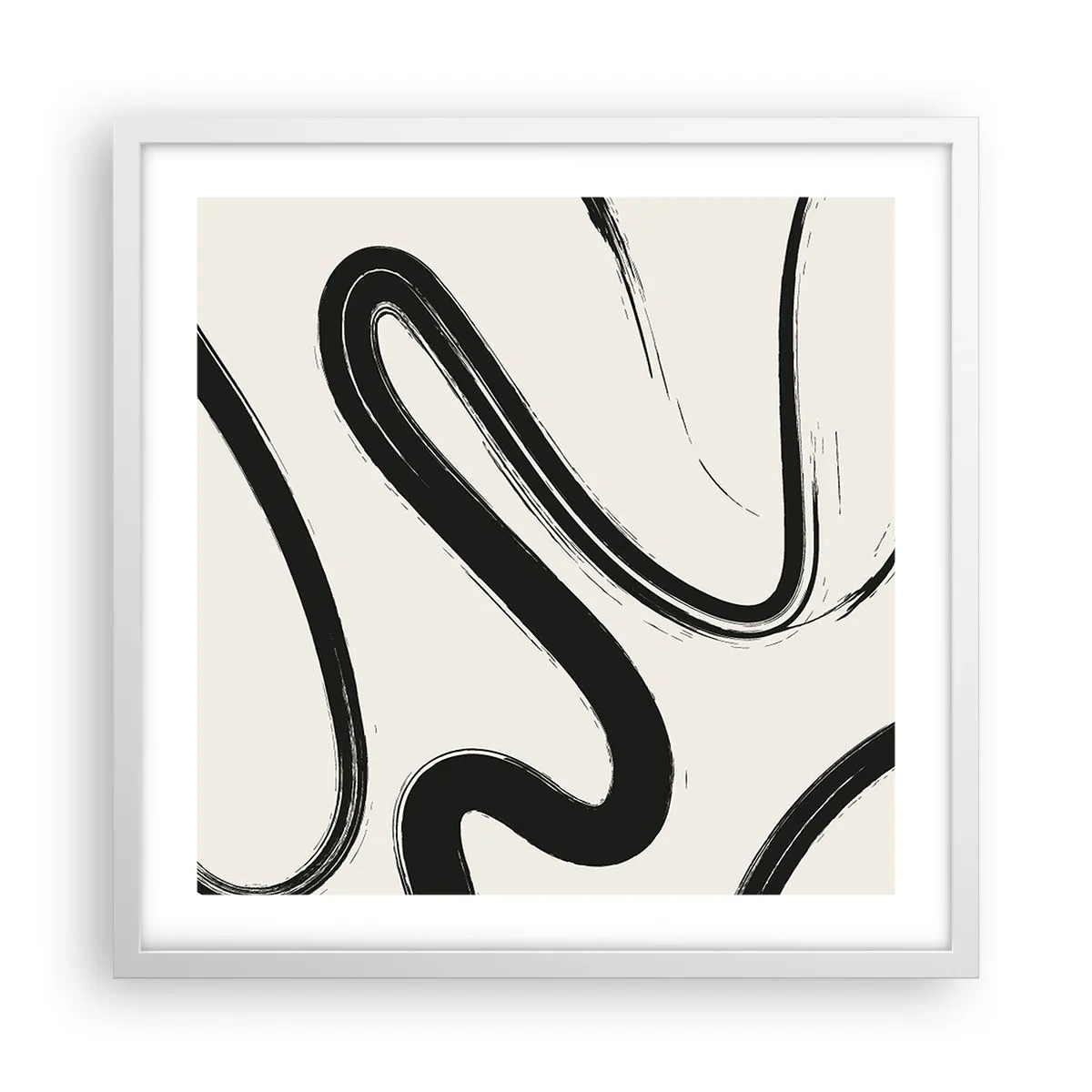 Póster en marco blanco - Fantasía en blanco y negro - 50x50 cm