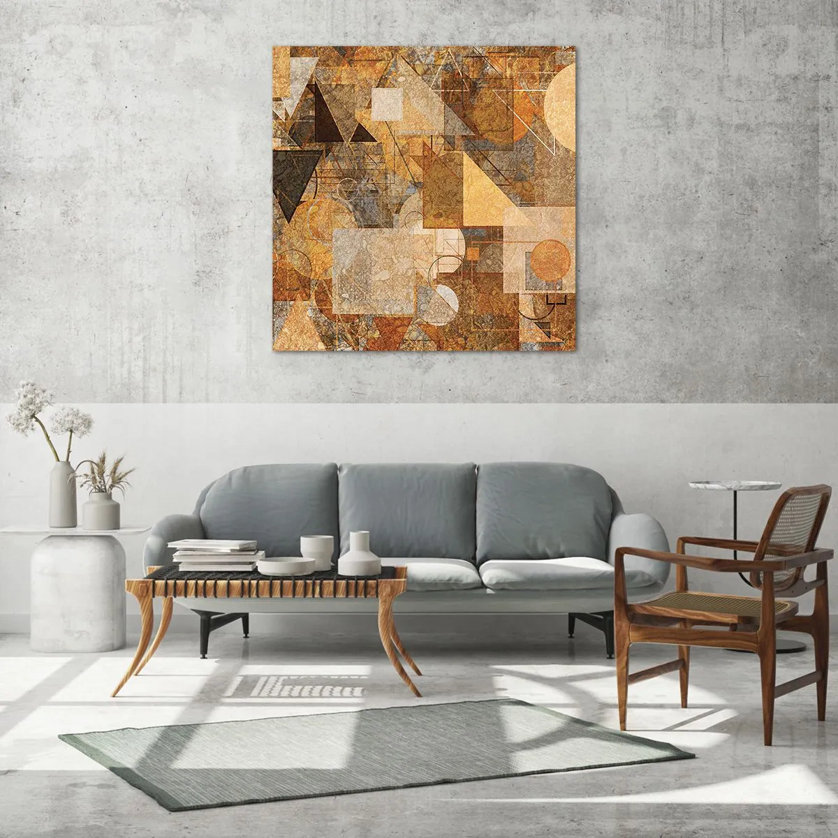 Cuadro sobre vidrio - Impresiones sobre Vidrio - Estudio cubista en bronce - 70x70 cm
