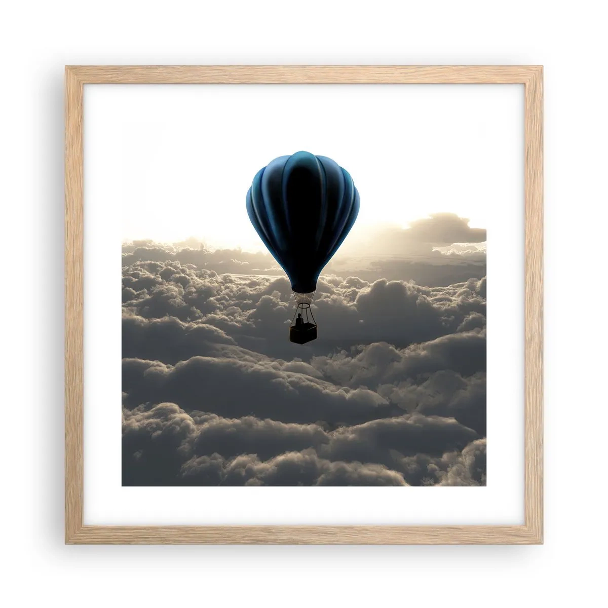 Póster en marco roble claro - Un viajero por encima de las nubes - 40x40 cm