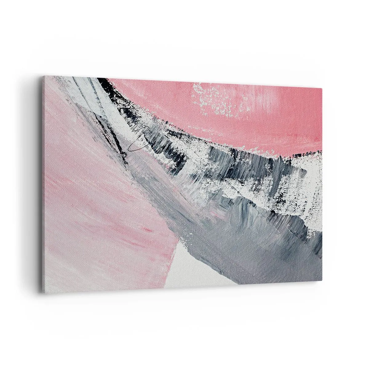 Cuadro sobre lienzo - Impresión de Imagen - Una composición abstracta en tonos rosa y gris. - 120x80cm - Composición a juego - Decoración de pared moderna para salón y dormitorio ARTTOR