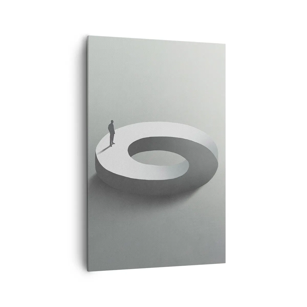 Cuadro sobre lienzo - Impresión de Imagen - Un hombre sobre una estructura gris y abstracta. - 80x120cm - Ser sabio no es una labor sencilla - Decoración de pared moderna para salón y dormitorio ARTTOR