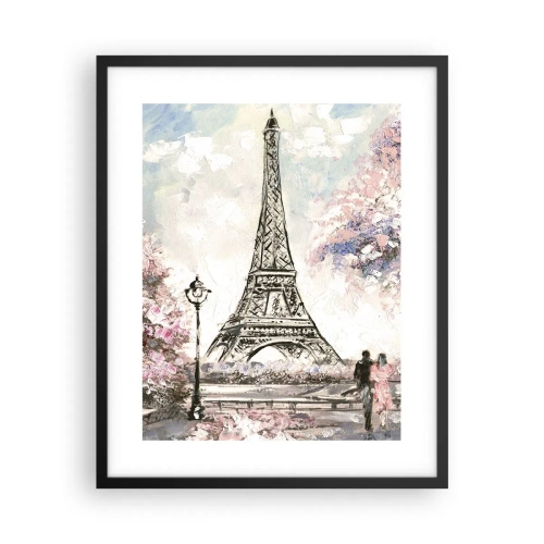 Póster en marco negro - Un paseo por París en abril - 40x50 cm