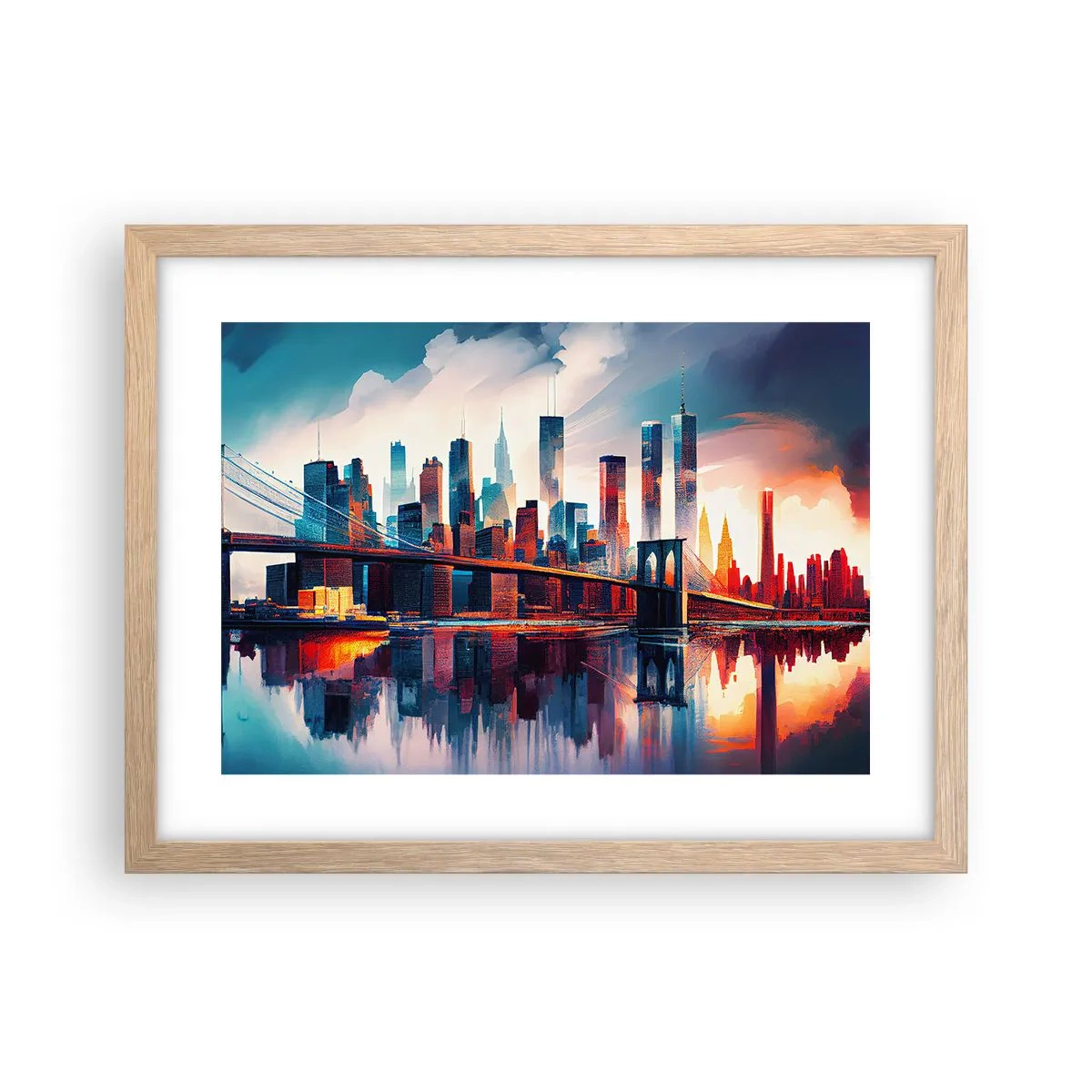 Póster en marco roble claro - Nueva York siempre luce - 40x30 cm
