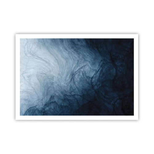 Póster - Una composición abstracta en tonos azules y azul marino. - 100x70cm - En las profundidades - Decoración de pared moderna para salón y dormitorio ARTTOR