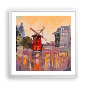 Póster en marco blanco - Iconos parisinos - Moulin Rouge - 50x50 cm