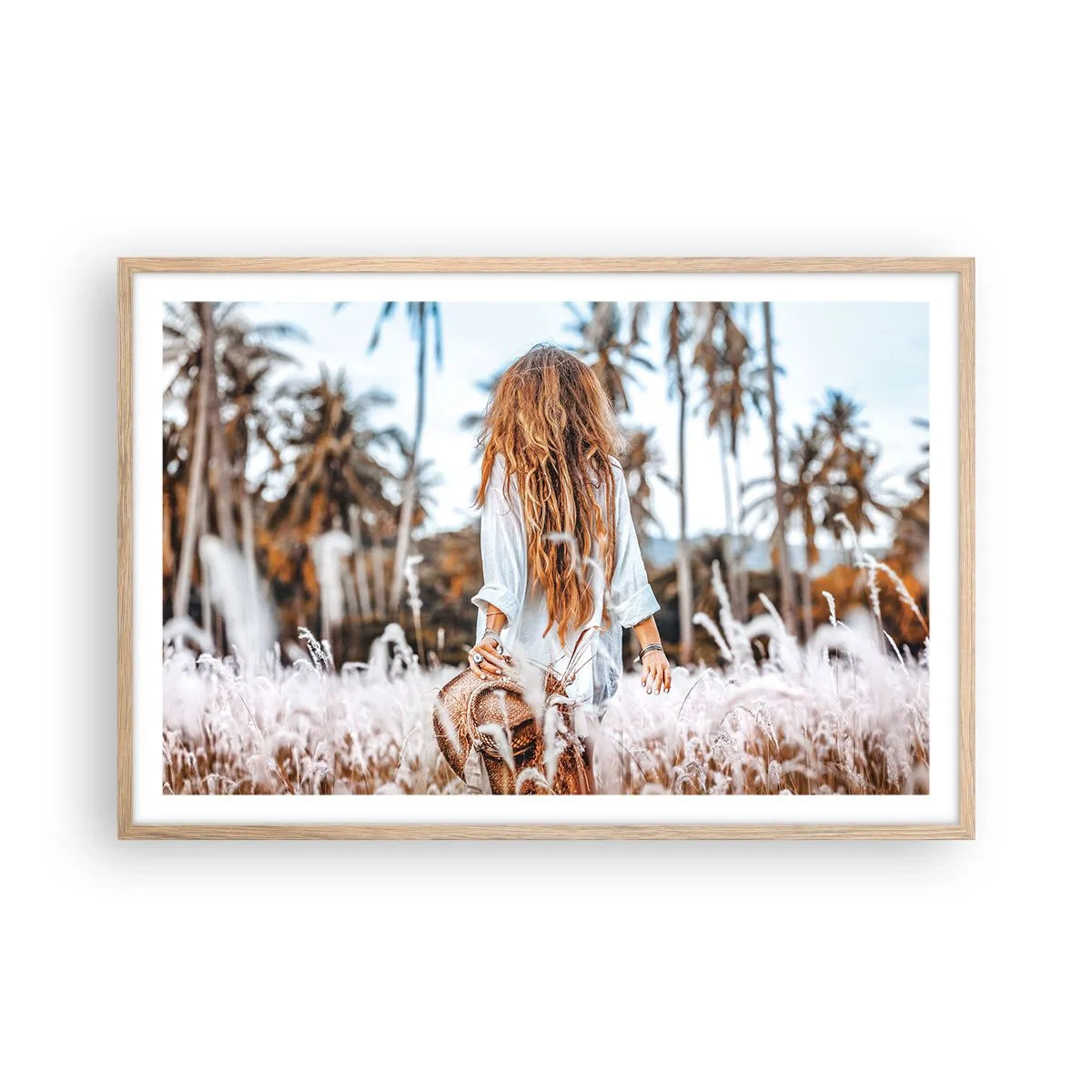 Póster en marco roble claro - Nacida en el plumón de la Tierra - 91x61 cm