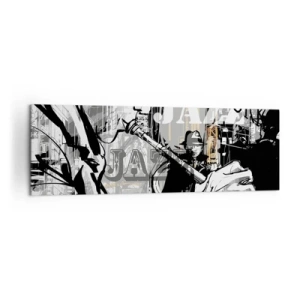 Cuadro sobre lienzo - Impresión de Imagen - Escena de jazz de Nueva York - 160x50cm - Al ritmo de Nueva York - Decoración de pared moderna para salón y dormitorio ARTTOR