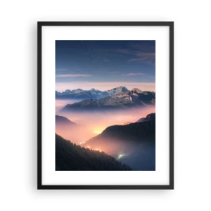 Póster en marco negro - Luz en los valles - 40x50 cm