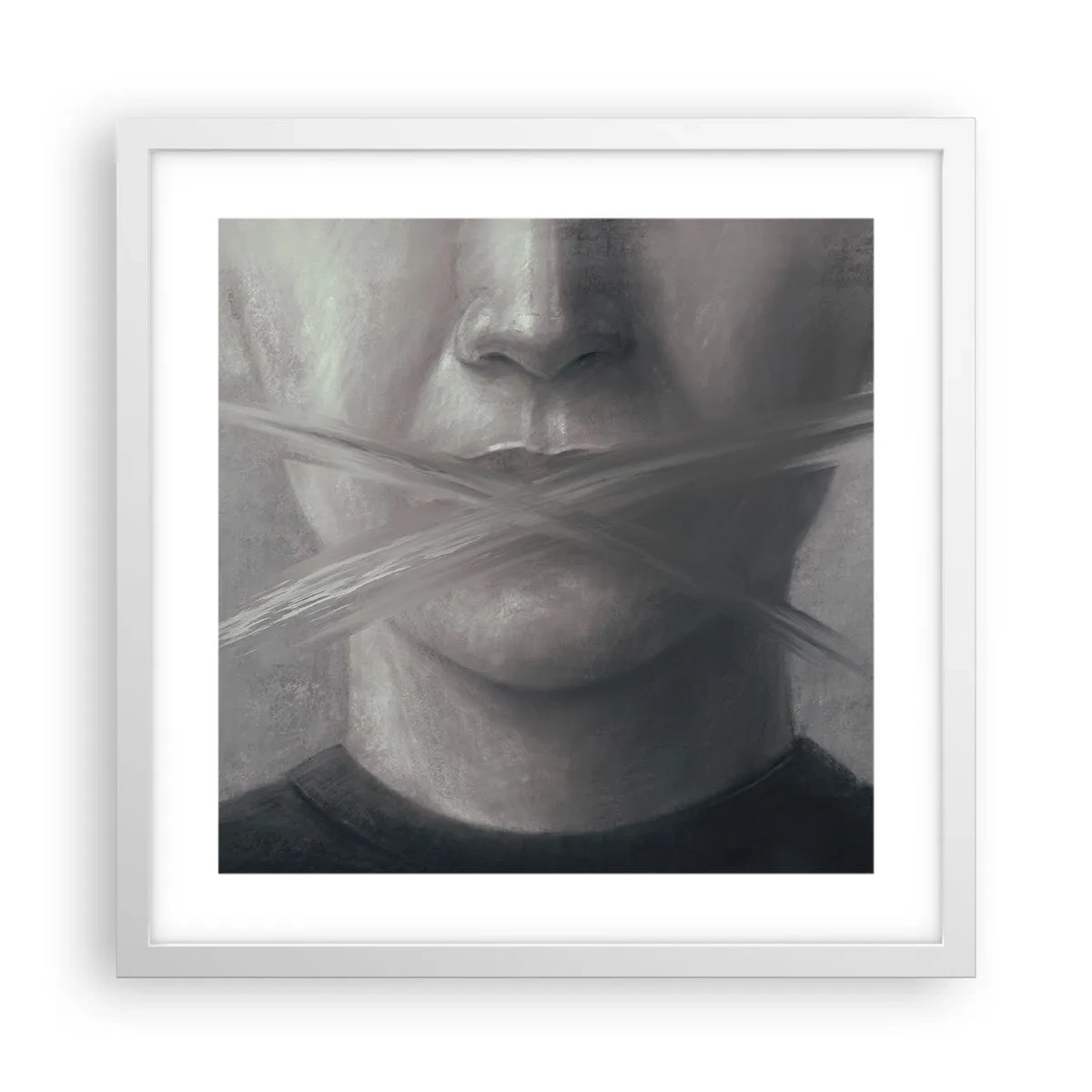 Póster en marco blanco - Ni una palabra - 40x40 cm