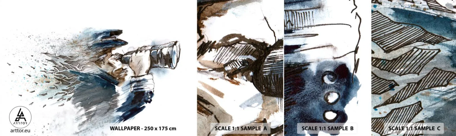 Muestra de fotomural autoadhesivo Deluxe Sticker - Tierra a la vista - Abstracción, Marinero, Capitán - 100x30 cm