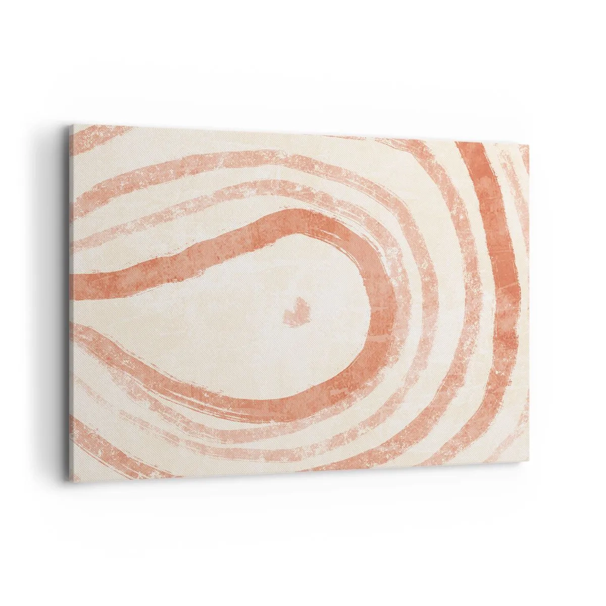 Cuadro sobre lienzo - Impresión de Imagen - Un motivo abstracto de líneas concéntricas en tonos terracota. - 100x70cm - Círculos de coral - composición - Decoración de pared moderna para salón y dormitorio ARTTOR