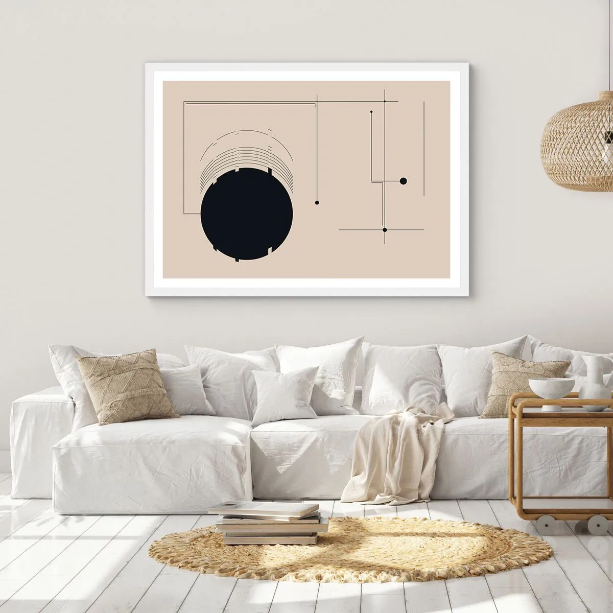 Póster en marco blanco - Composición elástica y dinámica - 91x61 cm