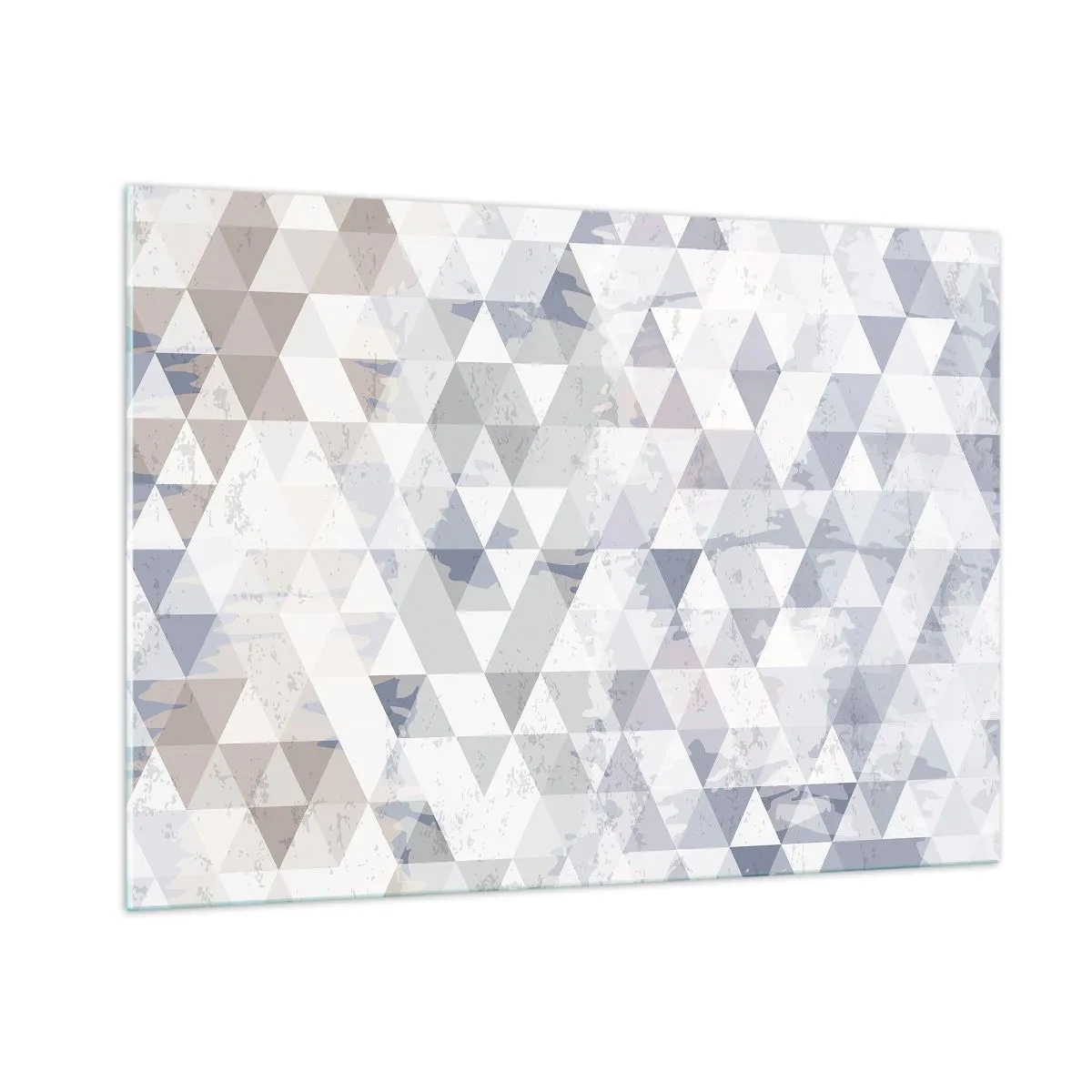 Cuadro sobre vidrio - Impresiones sobre Vidrio - Patrón de triángulo geométrico en tonos neutros de gris y beige. - 100x70cm - A ritmo de triángulo - Decoración de pared moderna para salón y dormitorio ARTTOR