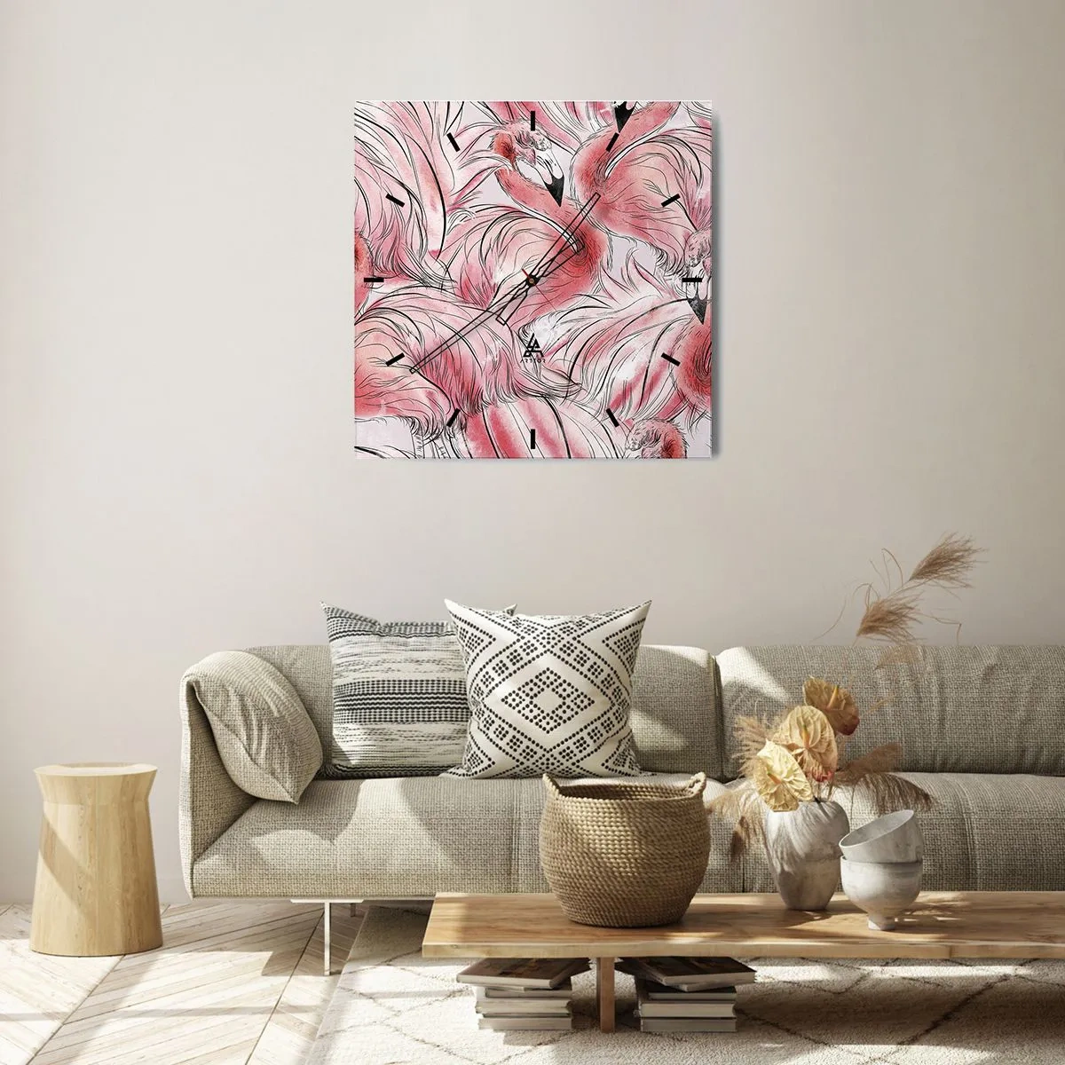 Reloj de pared - Reloj de vidrio - Ballet de aves - 40x40 cm