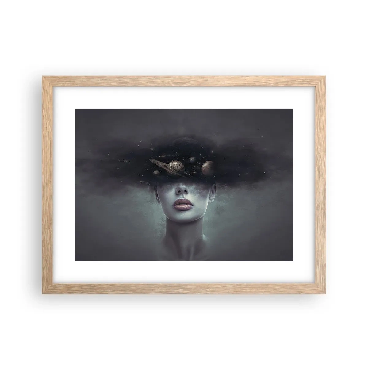 Póster en marco roble claro - Y los planetas sienten... - 40x30 cm
