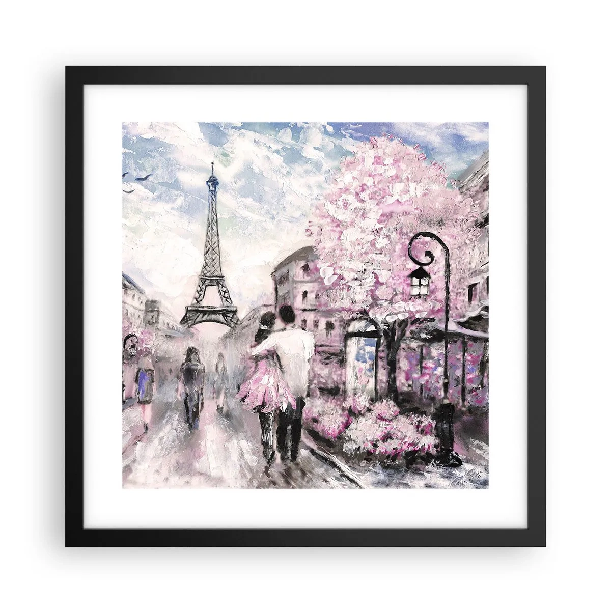 Póster en marco negro - La ciudad del amor - 40x40 cm