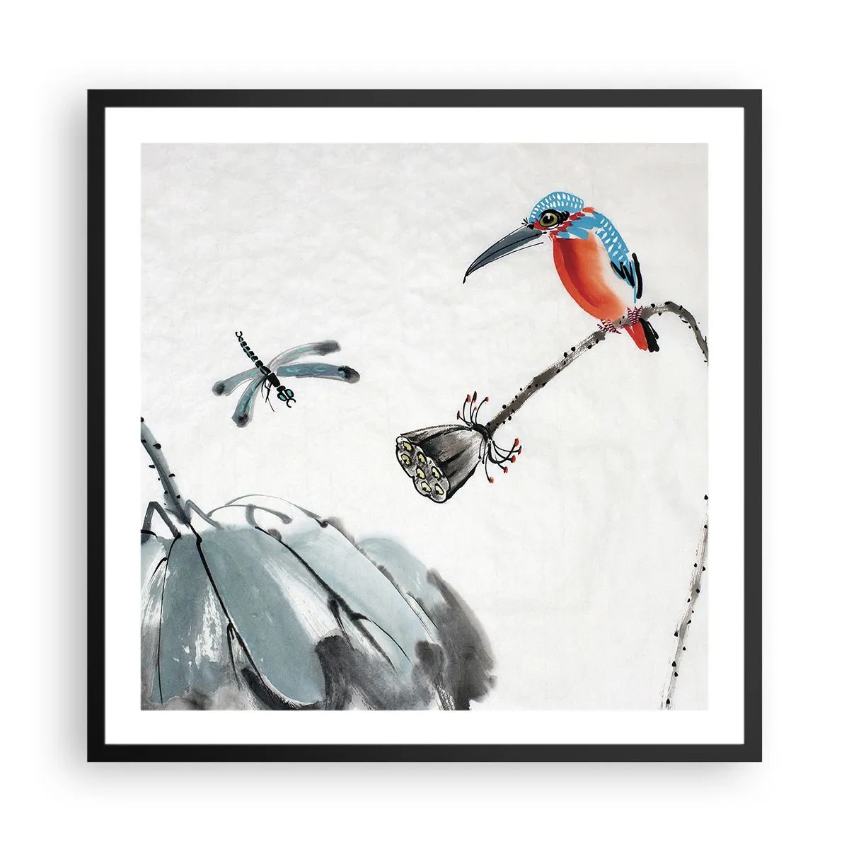 Póster en marco negro - La vida de la pradera - 60x60 cm