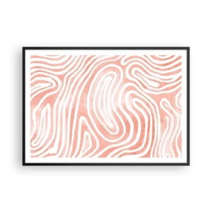 Póster en marco negro - Patrón abstracto en tonos rosa y blanco. - 100x70cm - En un laberinto de coral - Decoración de pared moderna para salón y dormitorio ARTTOR