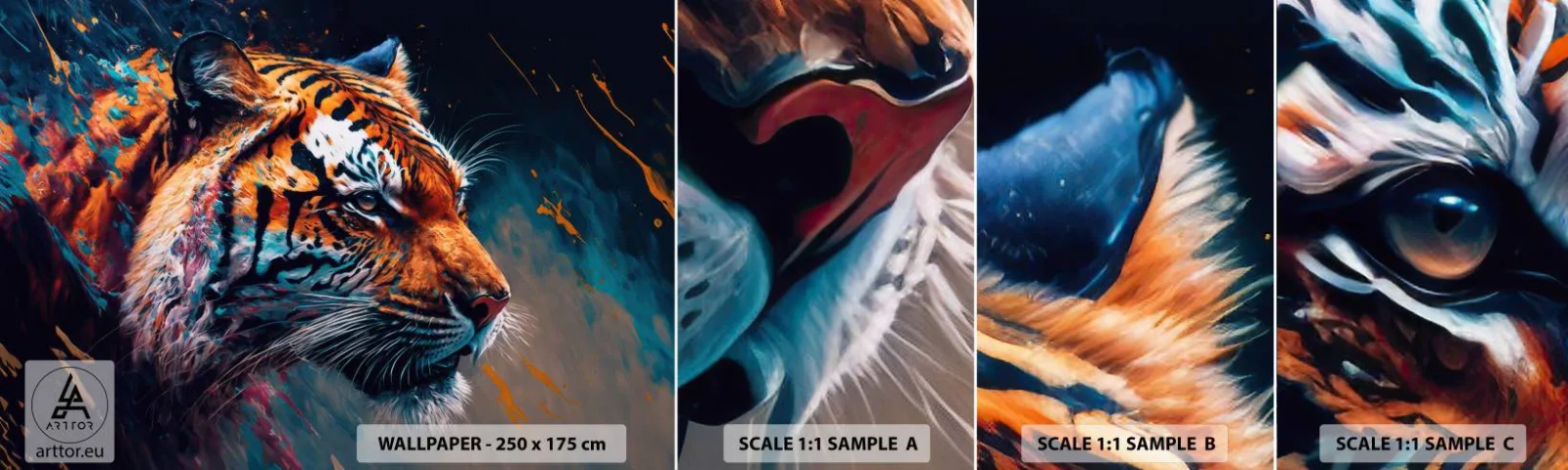 Muestra De Fotomural Standard Eco - Belleza salvaje - Tigre, Vistoso, Animal - 100x30 cm