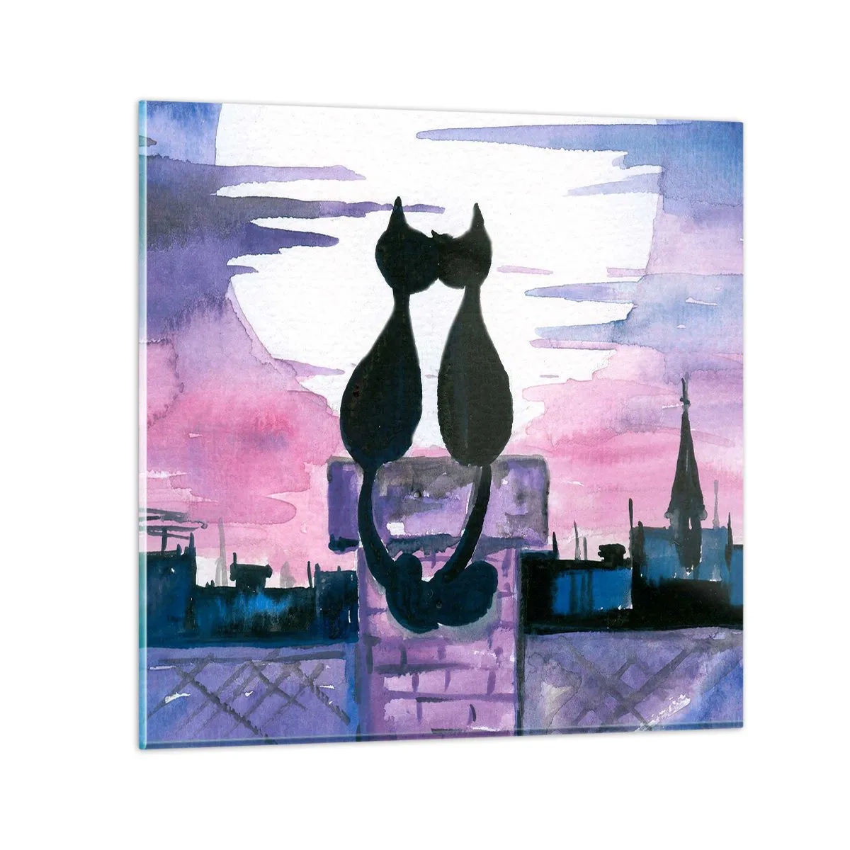 Cuadro sobre vidrio - Impresiones sobre Vidrio - Cita bajo la luna - 40x40 cm