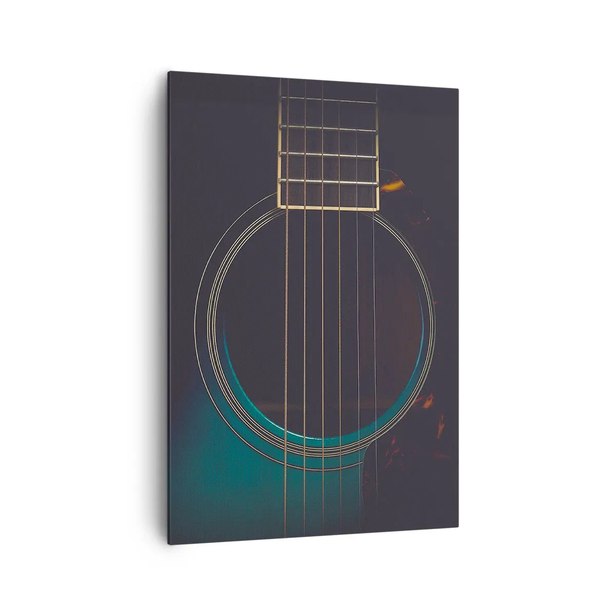 Cuadro sobre lienzo - Impresión de Imagen - Guitarra acústica en luz oscura y elegante. - 70x100cm - Un momento antes de que suene - Decoración de pared moderna para salón y dormitorio ARTTOR