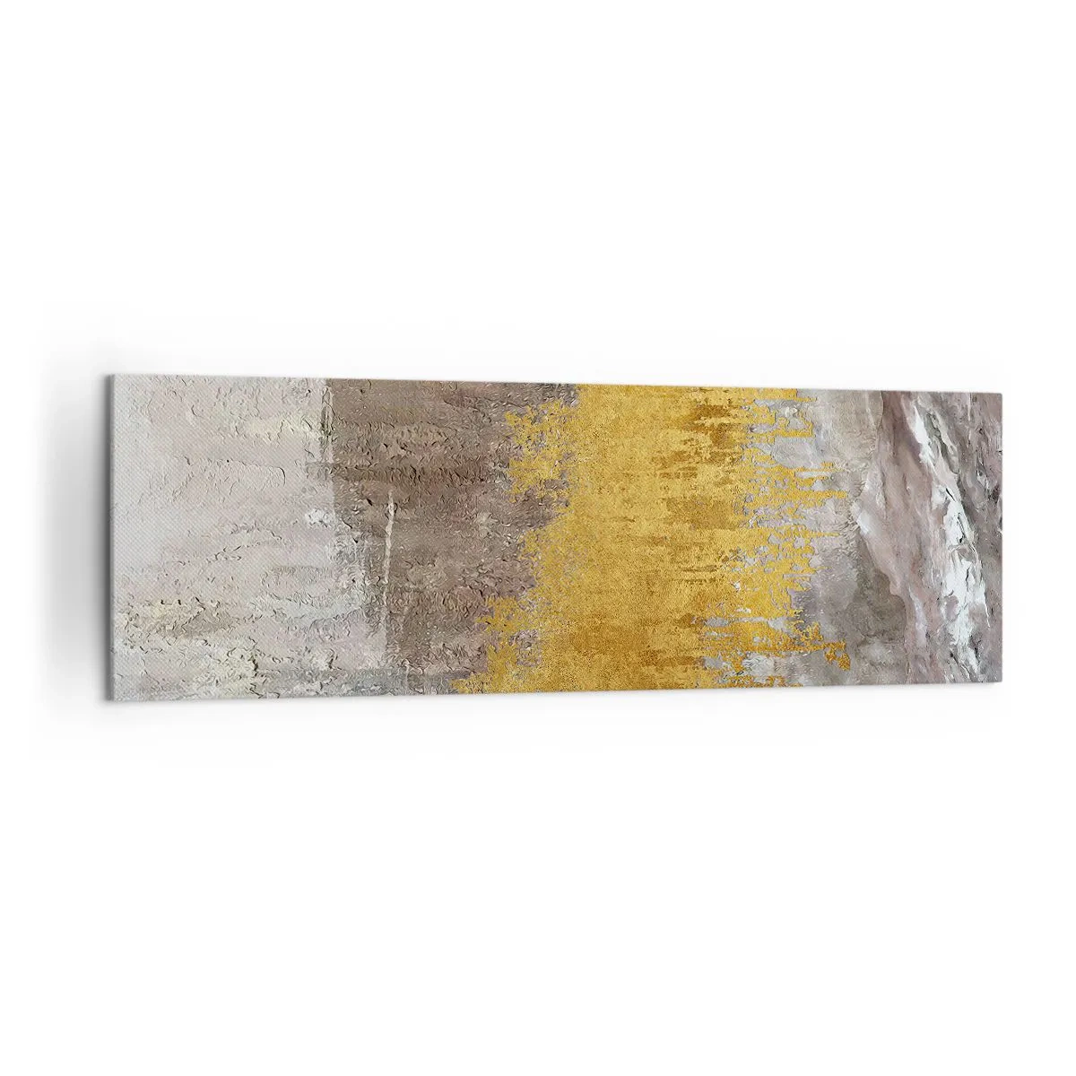 Cuadro sobre lienzo - Impresión de Imagen - Patrón abstracto dorado y beige - 160x50cm - Una ráfaga dorada - Decoración de pared moderna para salón y dormitorio ARTTOR