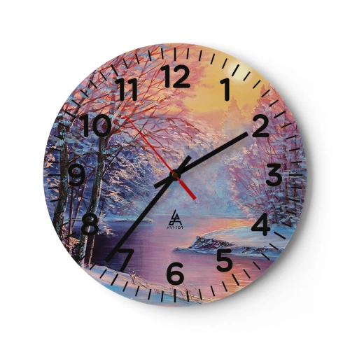 Reloj de pared - Reloj de vidrio - Colores del invierno - 30x30 cm