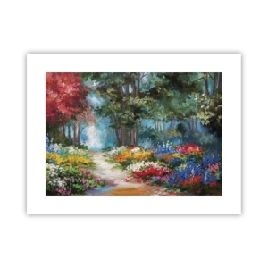 Póster - Jardín forestal, bosque floral - 40x30 cm