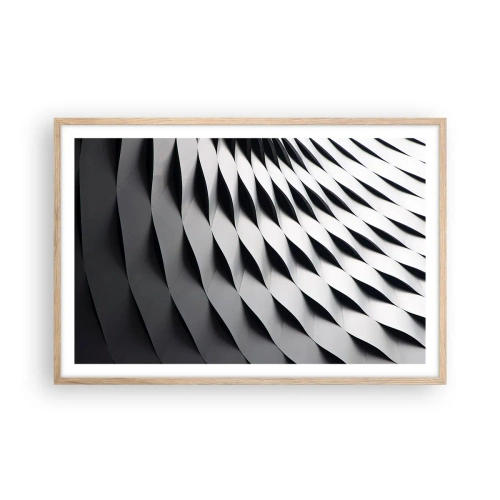 Póster en marco roble claro - En la superficie de las ondas - 91x61 cm