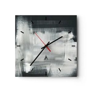 Reloj de pared - Reloj de vidrio - Trazos abstractos blancos sobre un fondo oscuro - 30x30cm - Tejido vertical y horizontal - Decoración de pared moderna para salón y dormitorio ARTTOR