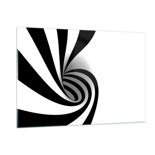 Cuadro sobre vidrio - Impresiones sobre Vidrio - Espiral abstracta en blanco y negro con forma dinámica. - 120x80cm - Y sin embargo, gira - Decoración de pared moderna para salón y dormitorio ARTTOR