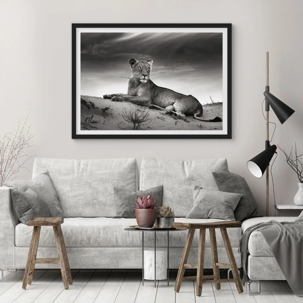 Póster en marco negro - Descanso de la reina del desierto - 40x30 cm