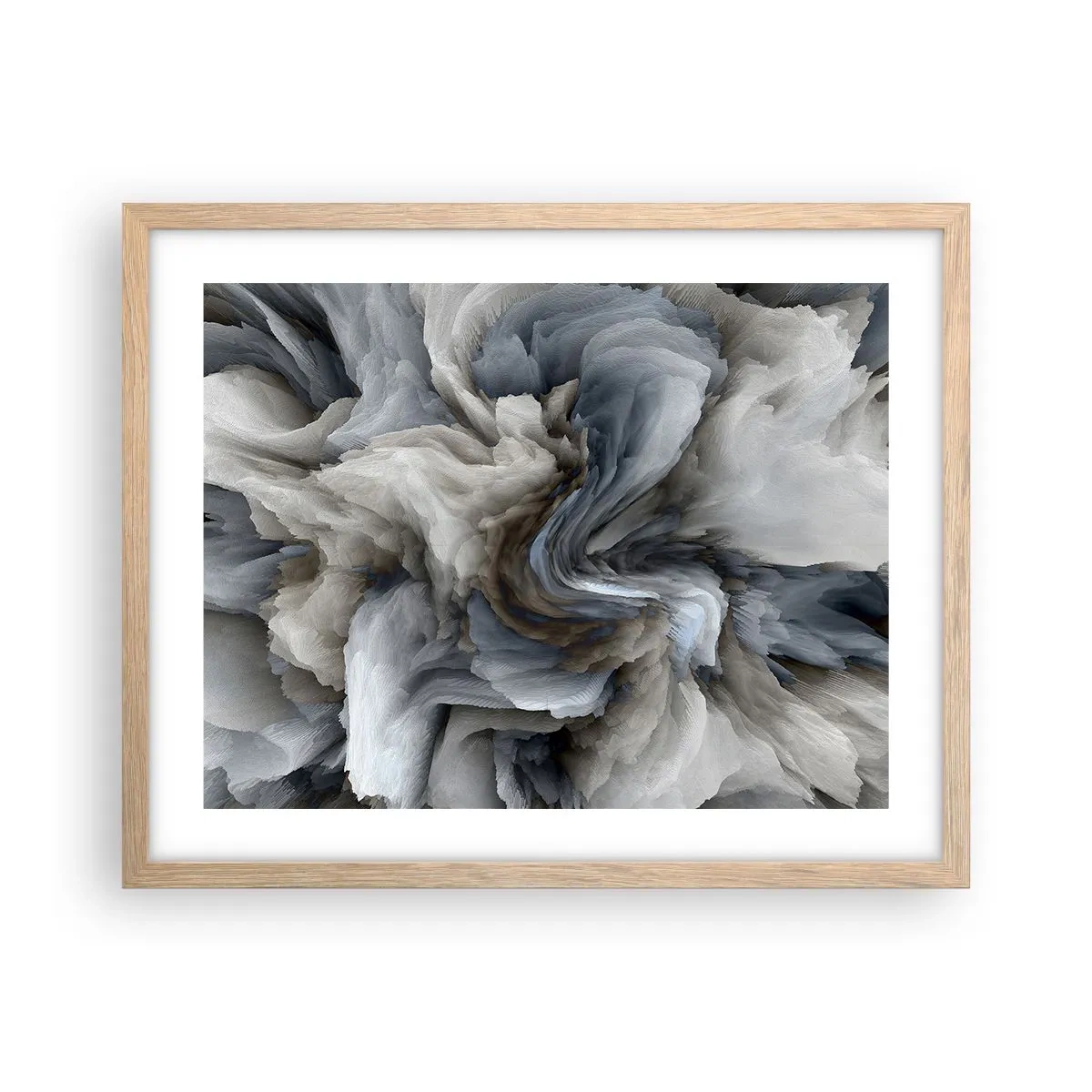 Póster en marco roble claro - Piedra y flor - 50x40 cm