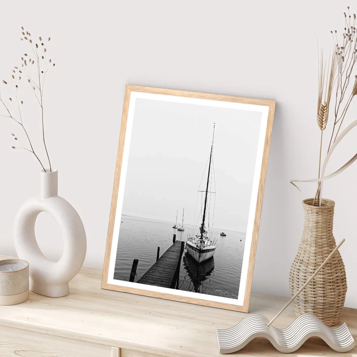 Póster en marco roble claro - Listo para partir - 70x100 cm
