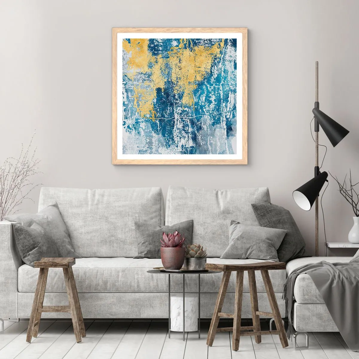 Póster en marco roble claro - Una abstracción serena - 40x40 cm