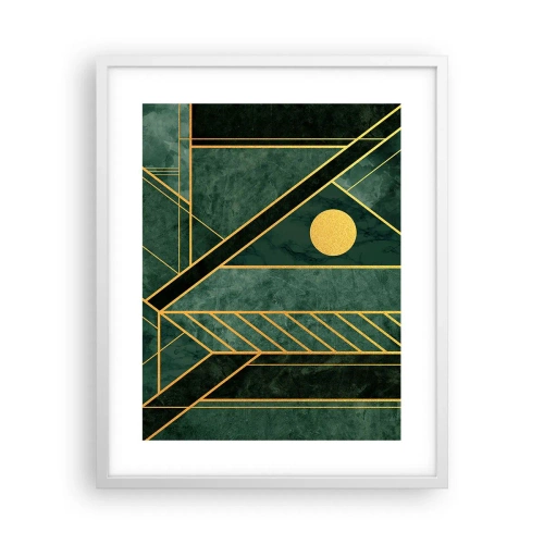 Póster en marco blanco - La dinámica del oro y el azul - 40x50 cm